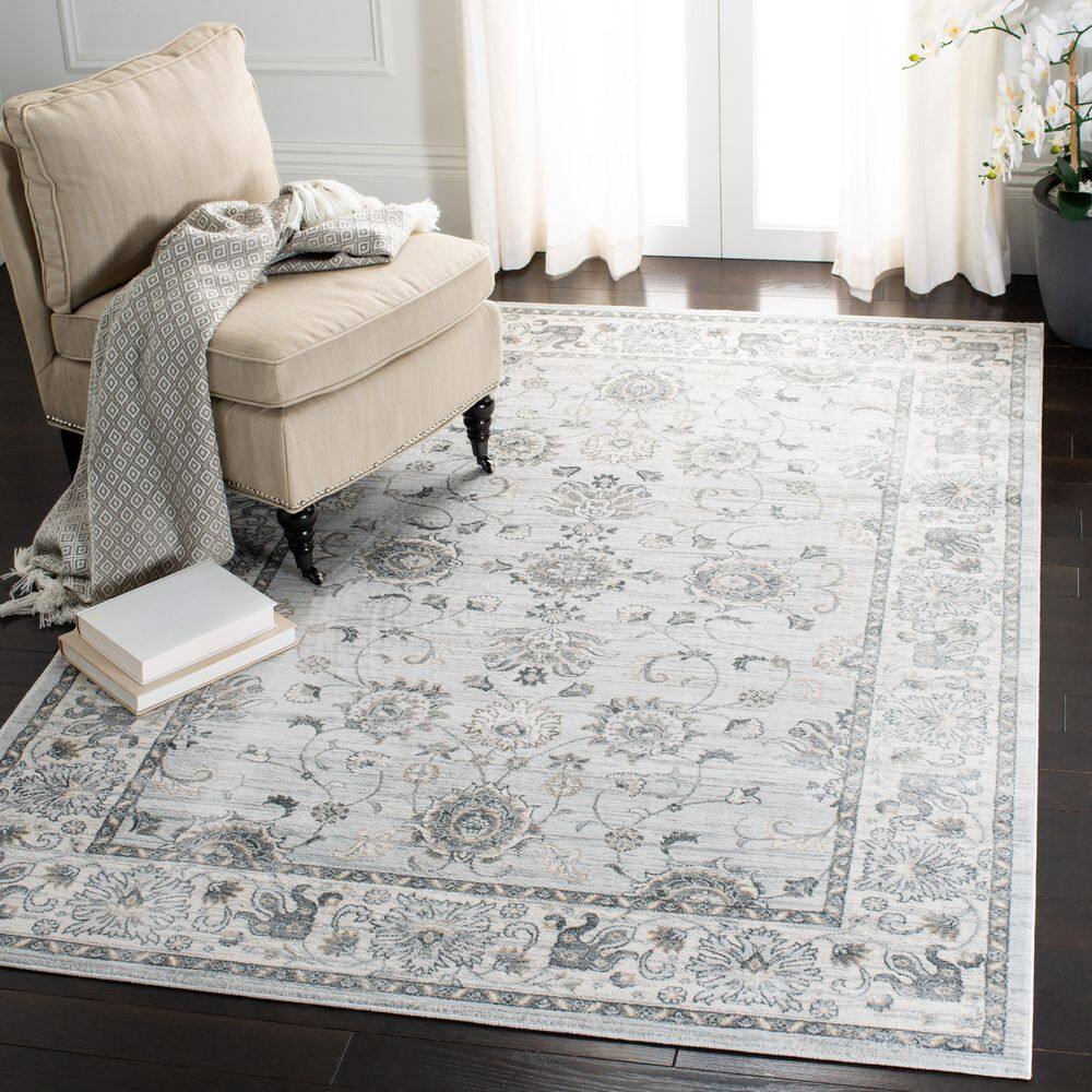 Isabella Gray Floral Medallion Synthetic Area Rug 4' x 6'