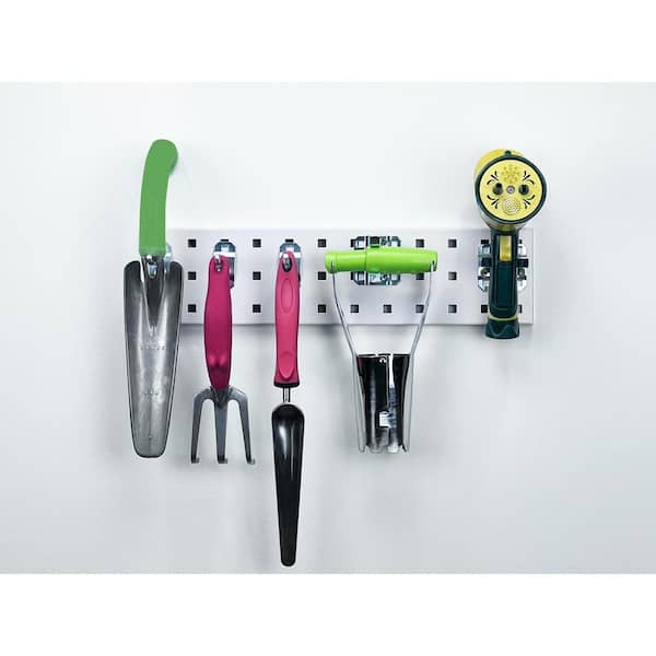 (1) 18 in. W x 4.5 in. H White Epoxy, 18-Gauge Steel Square Hole Pegboard Strip