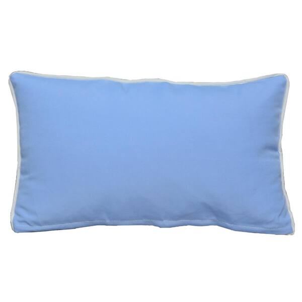 DIRECT WICKER Luxury Canvas Blue Solid Rectangular Outdoor Throw Pillow