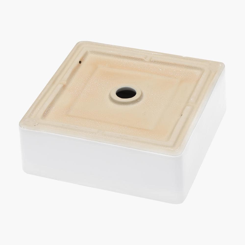 15'' White Gloss Ceramic Square Vessel Bathroom Sink