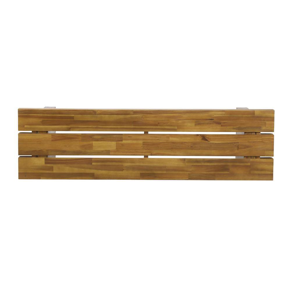 Rustic Acacia Wood 57" Outdoor Bench with Natural Finish