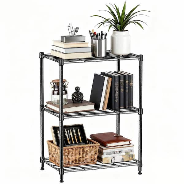 3-Tier Utility Steel Pantry Home Kitchen Wire Storage Shelving in Gray  (18 in. W x 26 in. H x 12 in. D)