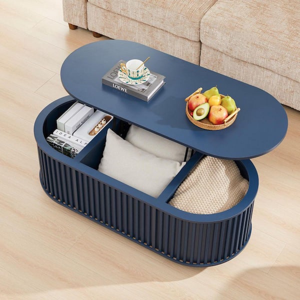 ATHMILE Square Strips Surround 43.3 in. Blue-gray Oval MDF Sofa
