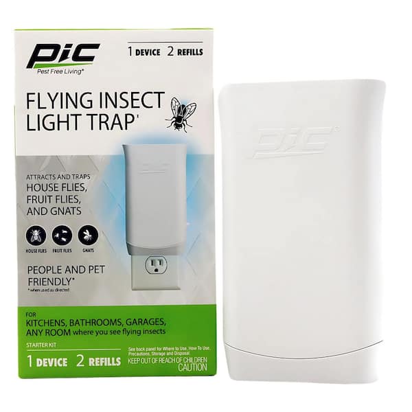 Plug-In Flying Insect Trap for Indoor, Attracts and Traps Flies, Fruit Flies, Gnats-Starter Kit: 1 Base plus 2 Cartridge