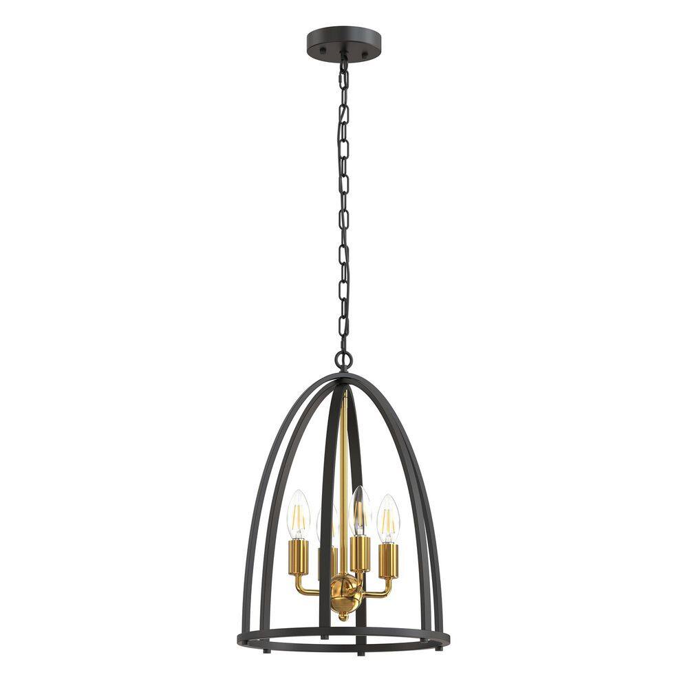 4-Light Black and Gold Traditional Chandelier with Adjustable Chain, No Bulbs Included for Kitchen, Dining Room price history on PriceWatchPro
