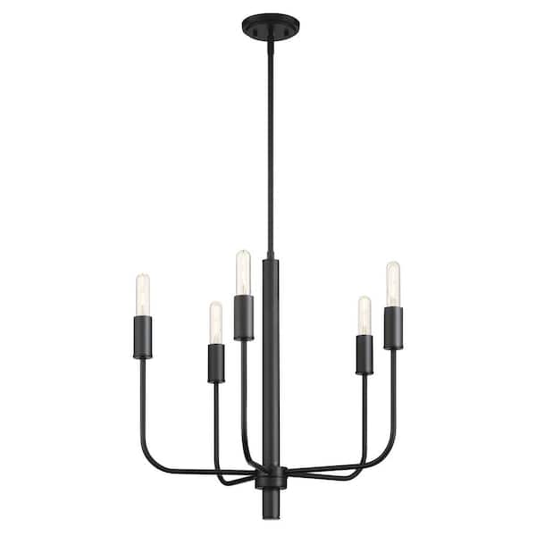 Cordelia Lighting 5-Light Modern Matte Black Chandelier For Dining Rooms