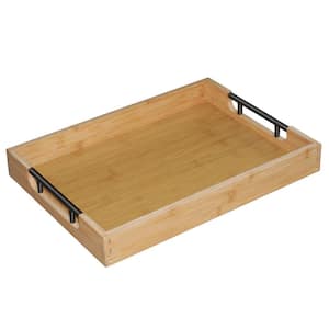 Brown Wooden Serving Tray with Handles, Decorative Tray