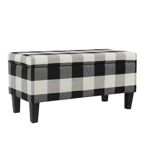 36 in. Black and White Backless Bedroom Bench With Tapered Wood Legs