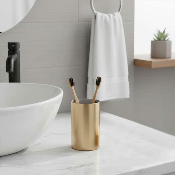 Golden Bath Water Tumbler and Toothbrush Holder PS