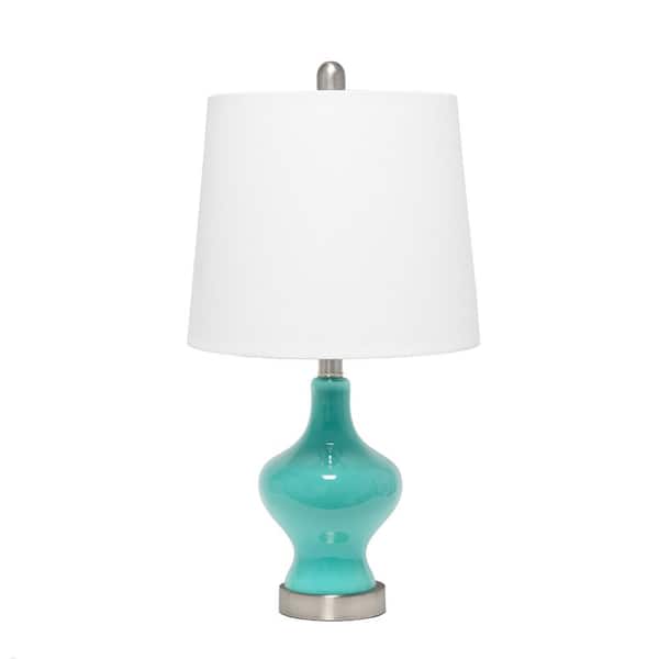 Elegant Designs 22.5 in. Teal Glass Gourd Shaped Table Lamp