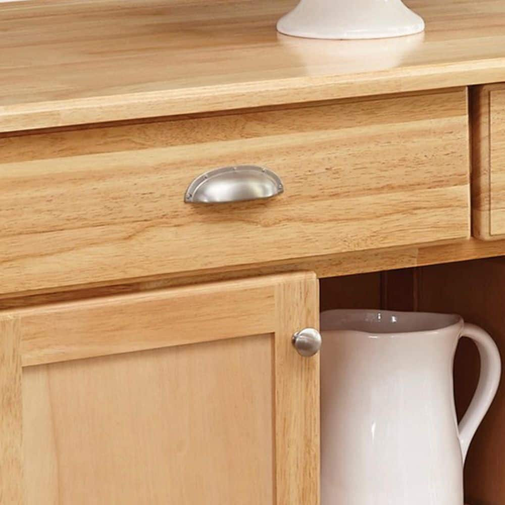 Natural Wood Kitchen Cart with Wine and Spice Rack