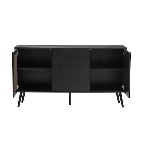 XUJMK 58 in. W x 16 in. D x 32 in. H Black Linen Cabinet XUJMK 58 in. W x 16 in. D x 32 in. H Black Linen Cabinet
