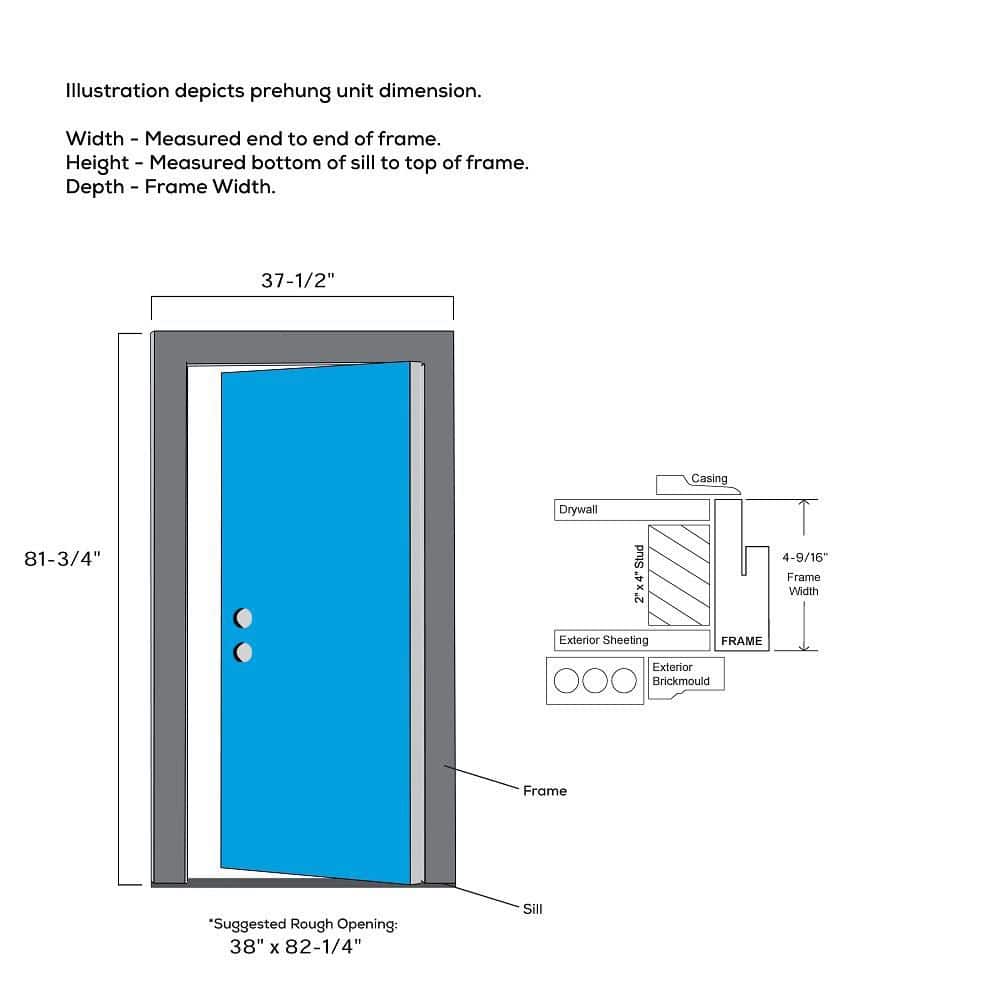 36x80 Black Frosted Glass Right-Hand Inswing Exterior Door