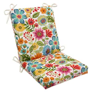 Bright Floral 18 in. W x 3 in. H Deep Seat, 1-Piece Chair Cushion and Square Corners in Blue/Purple Gregoire