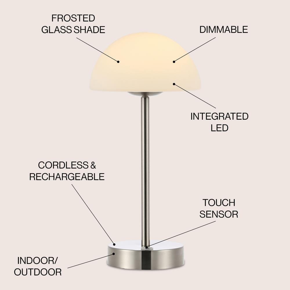 Xavier 12.5" Nickel Polished Cordless LED Buffet Lamp