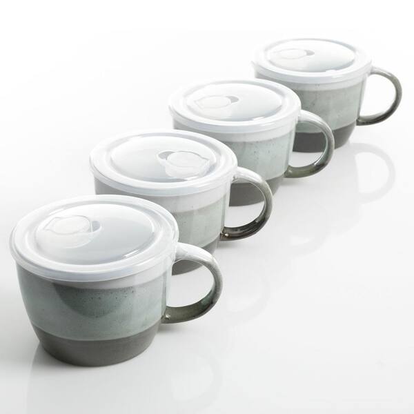 Gibson Home Souper Duper 29 oz. Turquoise Soup Cup with Vented Lid