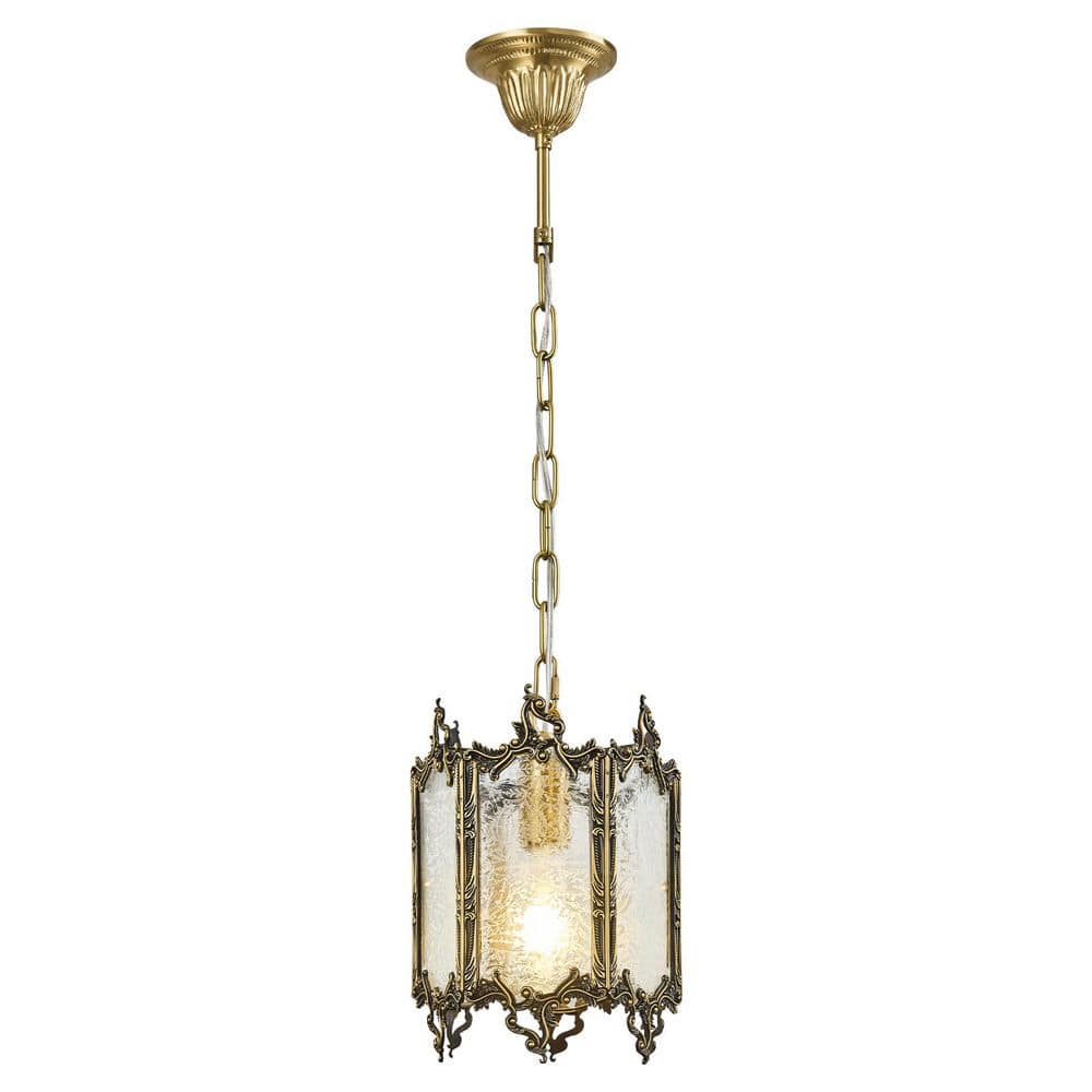 Home Lighting 60W 1-Light Brass Vintage Traditional Chandelier with Embossed Rippled Glass Lantern Design for Kitchen price history on PriceWatchPro