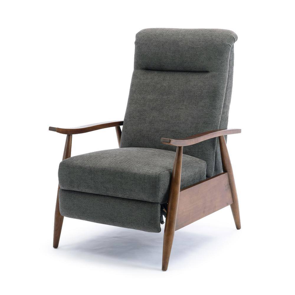 Soren Charcoal and Chestnut Mid-Century Modern Recliner
