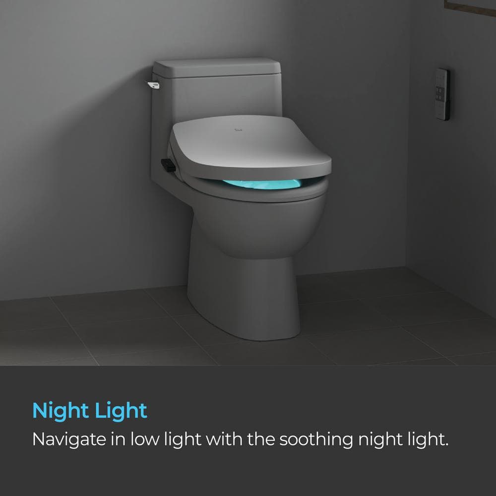 White Electric Bidet Seat with Heated Elongated Design