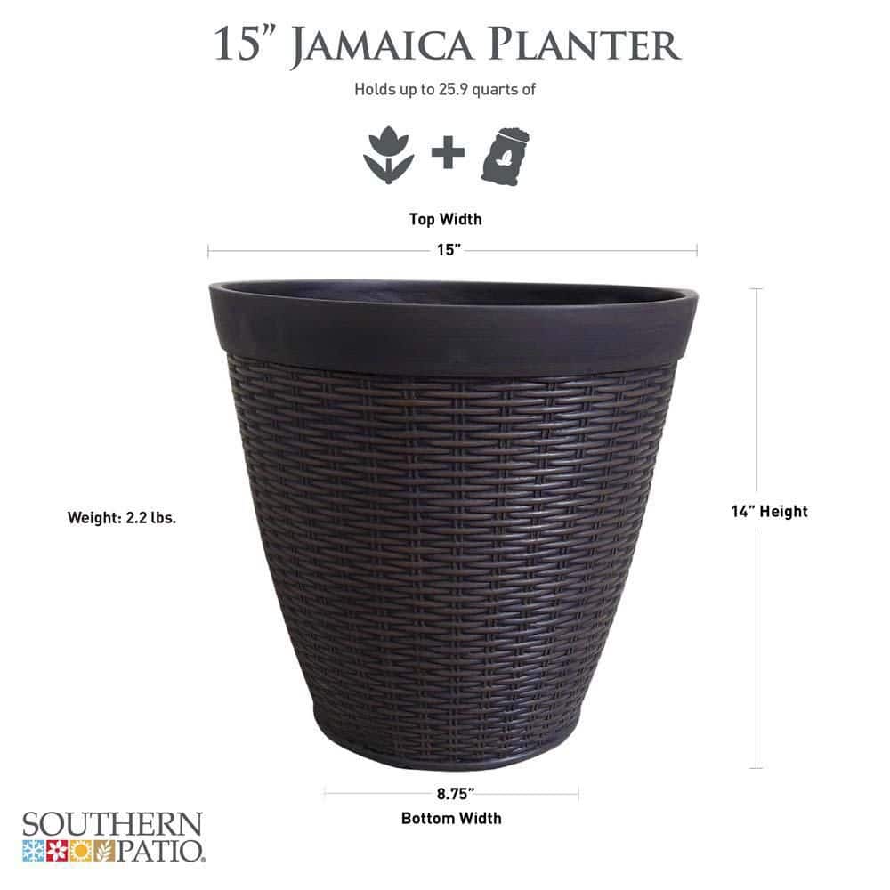 Jamaica Wicker Inspired 16" Round HDR Planter for Indoor/Outdoor