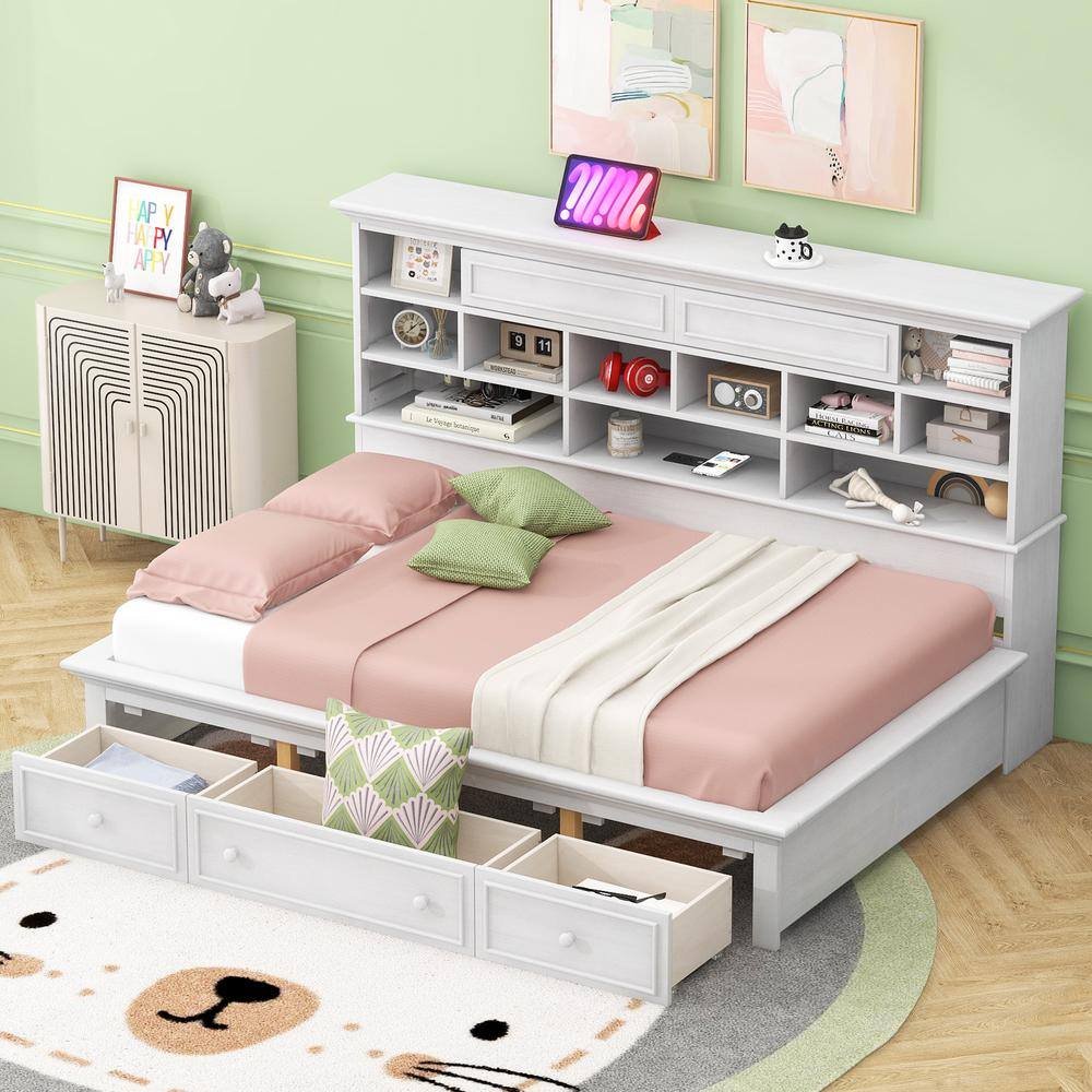 Harper & Bright Designs Multi-Functional White Twin Size Wood Daybed ...