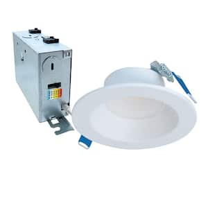 LCR4 4 in. Soft White Selectable CCT Integrated LED Recessed Light With Round Surface Mount White Trim Retrofit Module