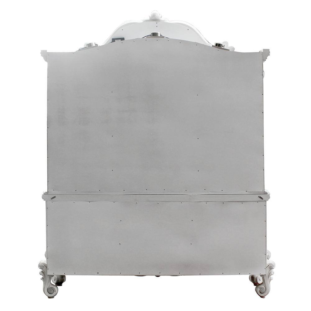 Versailles Bone White Lighted China Cabinet with Glass Doors