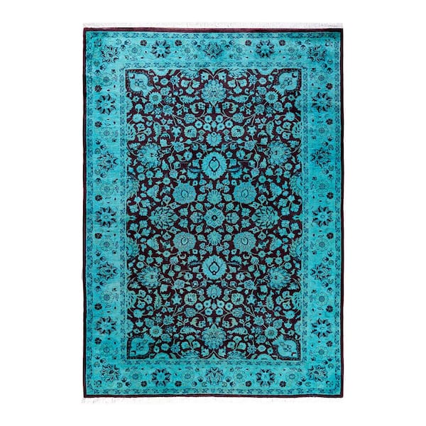 Solo Rugs Fine Vibrance Blue 4 ft. x 6 ft. Solid Wool Indoor Area Rug
