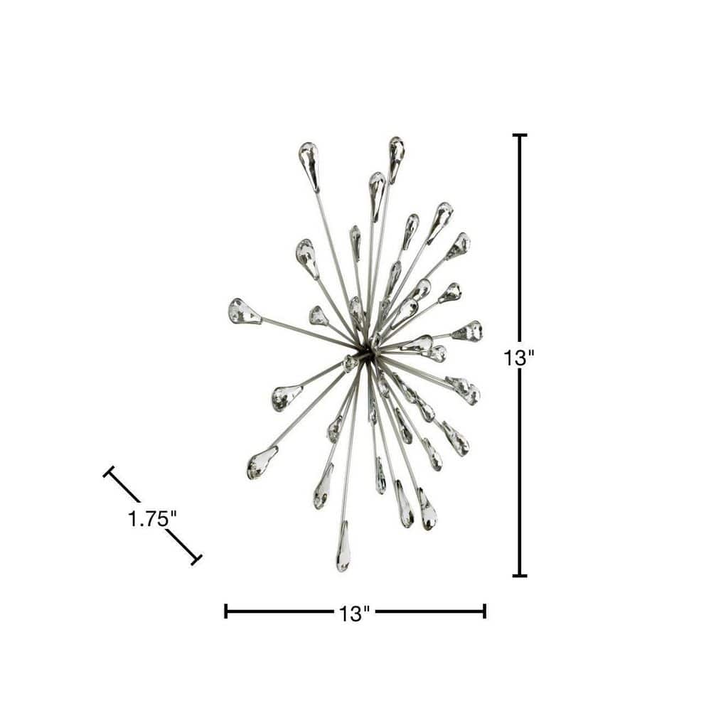 Medium Silver Metal and Acrylic Starburst Wall Sculpture