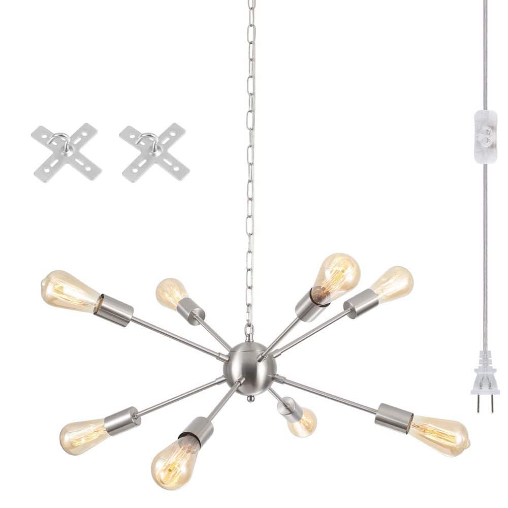 ETONIMERR Aura 23.5 in. 8-Light Chrome Modern Sputnik Chandelier