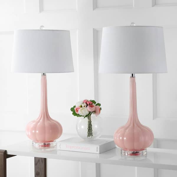 Jonathan Y Bette 28 5 In Pink Glass, Pink Table Lampshades