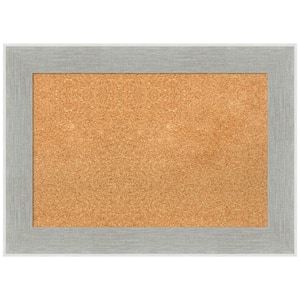 Glam Linen Grey 29.12 in. x 21.12 in. Framed Corkboard Memo Board