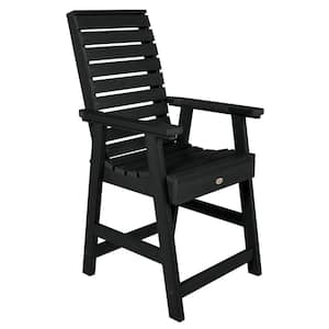 Weatherly Black Counter-Height Recycled Plastic Outdoor Dining Arm Chair