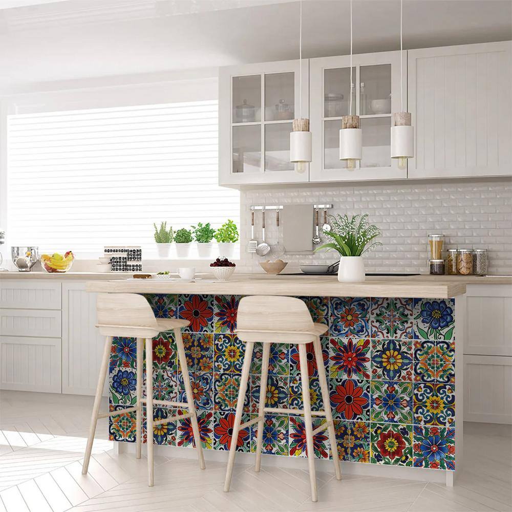 Colorful 4x4-inch Vinyl Peel and Stick Mosaic Tile Set