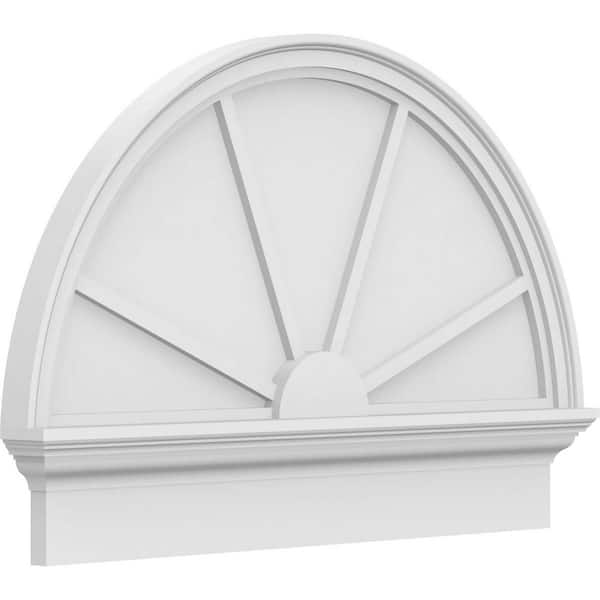 2-3/4 in. x 34 in. x 23-3/4 in. Half Round 4-Spoke Architectural Grade PVC Combination Pediment Moulding