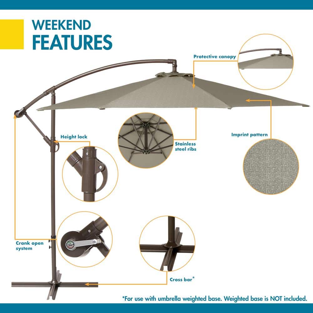Moon Rock 10-Foot Cantilever Patio Umbrella with Gray Canopy