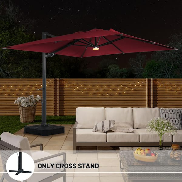 10x10 patio umbrella with lights Sunbrella Cantilever Base with a small gap in between to promote airflow and cool you while you enjoy the shade Boyel Living 10x10 ft. 360°Rotation
