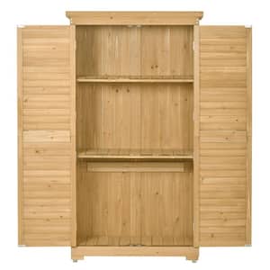 34.30 in. W x 18.30 in. D x 63 in. D H Natural Fir Wood Outdoor Storage Cabinet