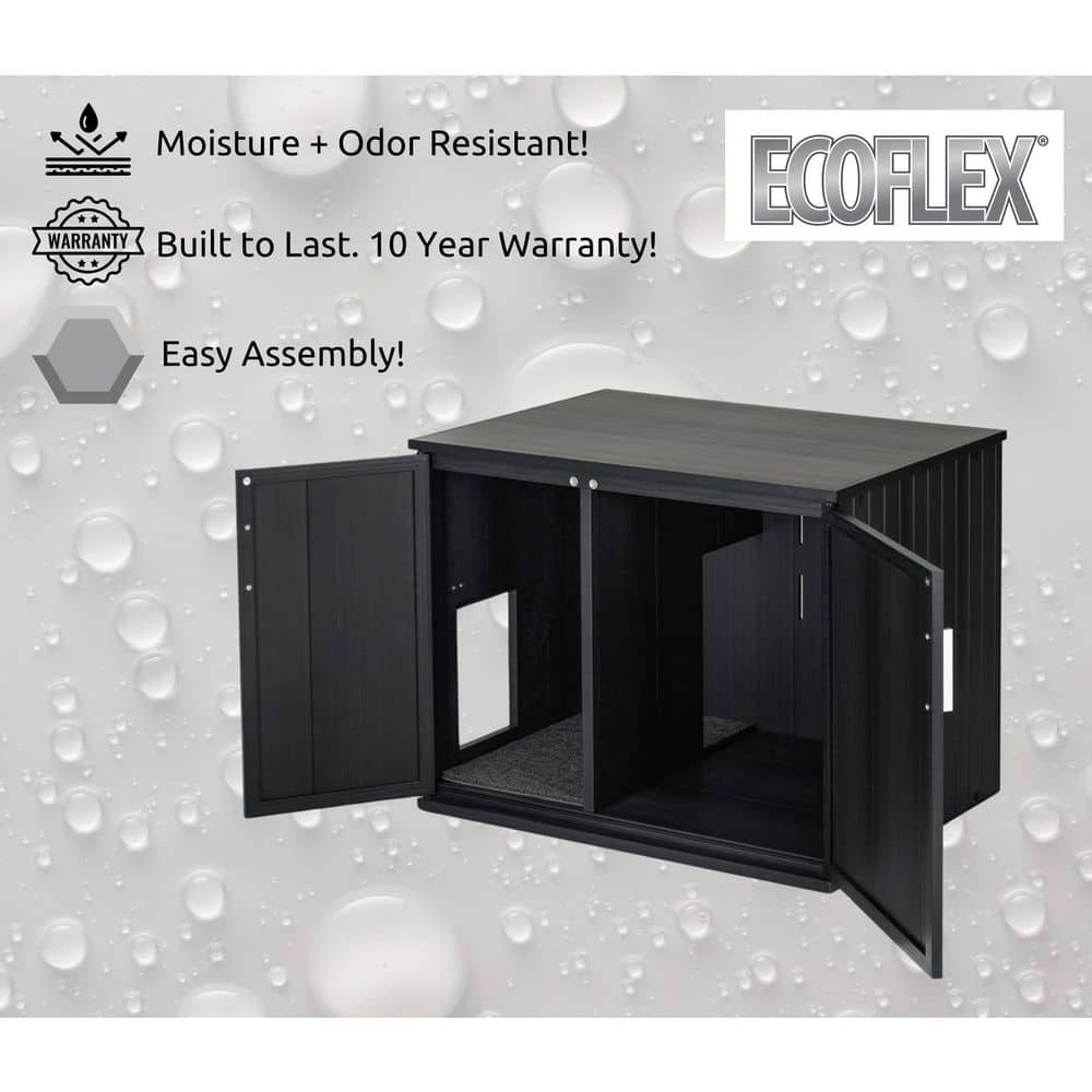 Espresso Black Freestanding Plastic Litter Box Enclosure Table