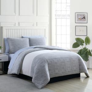 Connery Stripe 3-Piece Gray Cotton King Comforter Set