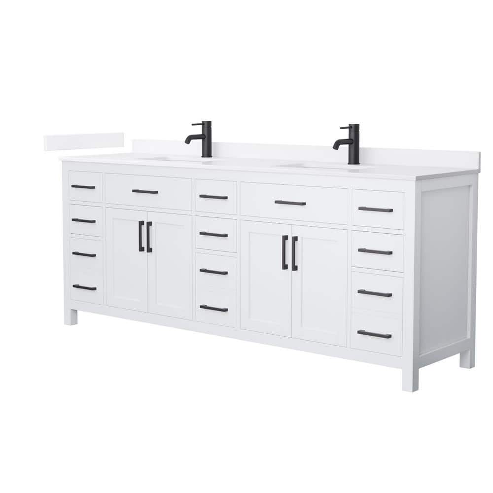 Beckett 84 in. Double Freestanding White Bath Vanity with White Quartz Top (Assembled) price history on PriceWatchPro