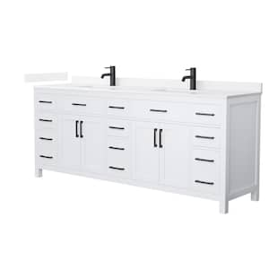 Beckett 84 in. Double Freestanding White Bath Vanity with White Quartz Top Unassembled