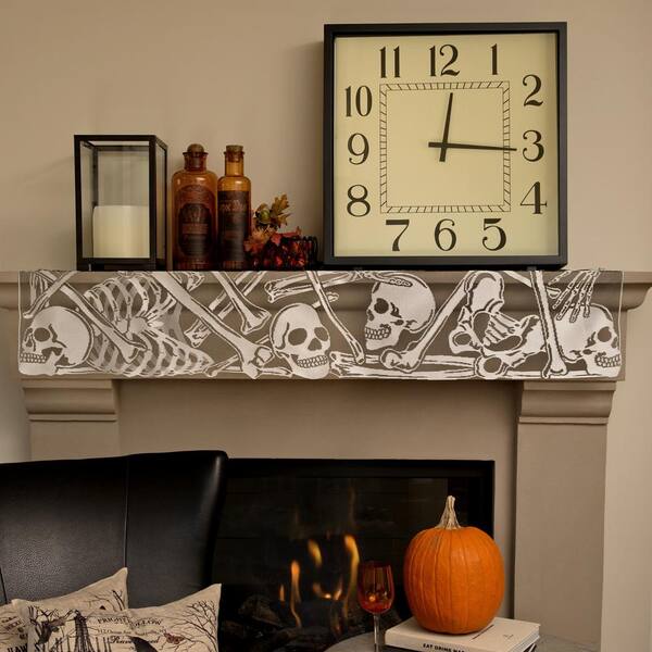 Halloween Mantle Scarf Black Lace Fabric Fireplace Gothic Decorations 20" x 80" 