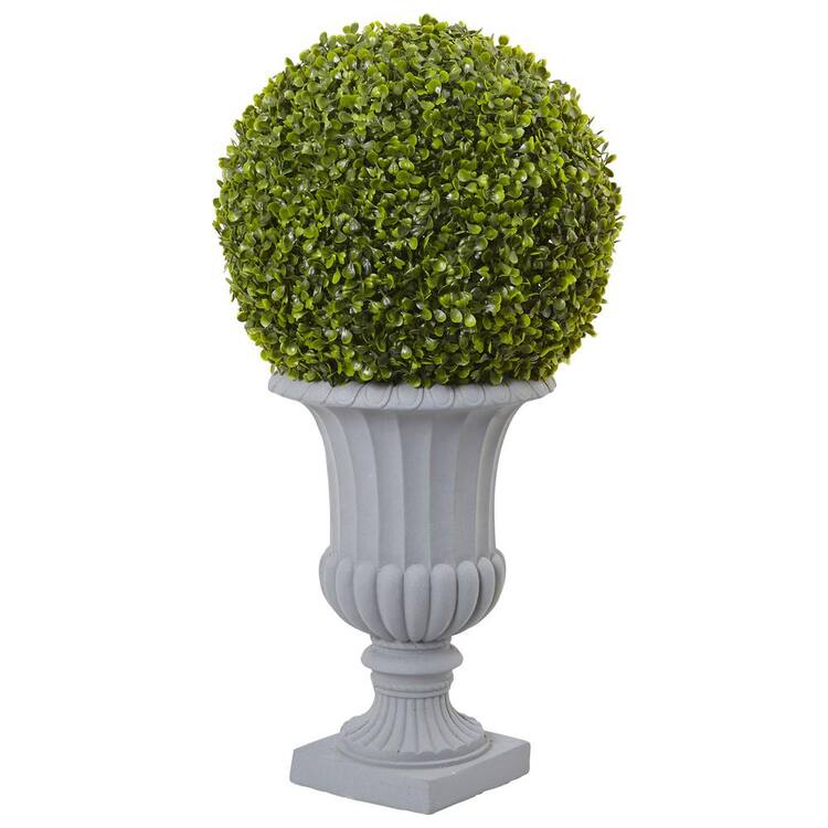 Nearly Natural 2.5 ft. Artificial Boxwood Topiary with Urn (Indoor/Outdoor)