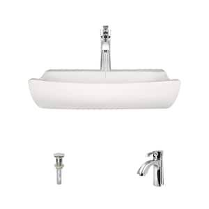 MR Direct Porcelain Vessel Sink in Bisque with 732 Faucet and Pop 