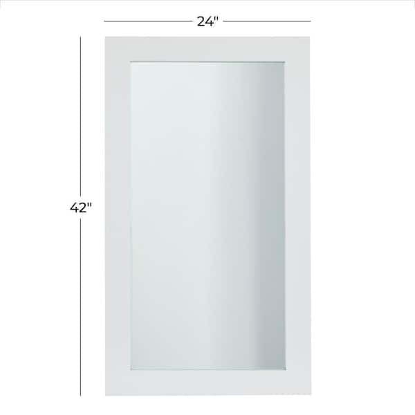 42 in. x 24 in. Rectangle Framed White Wall Mirror