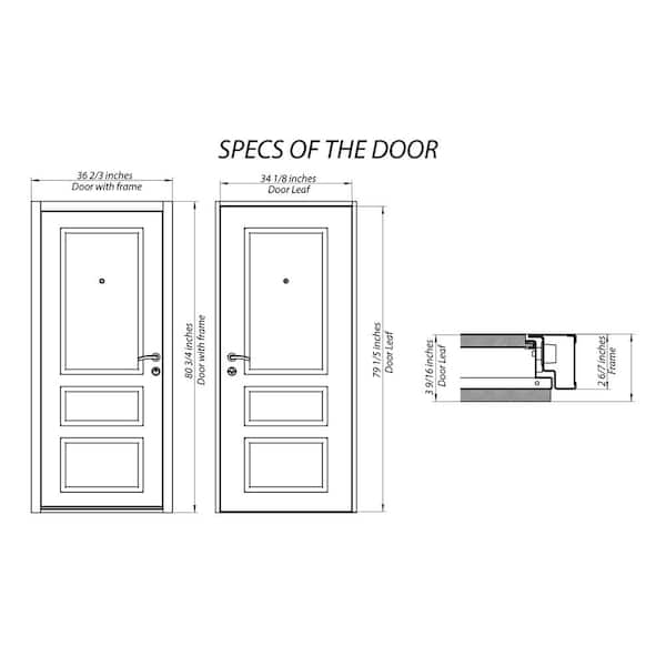 36 in. x 80 in. Single Panel Right-Hand/Inswing 4 Lites Tinted Glass Gray Finished Steel Prehung Front Door with Handle 36 in. x 80 in. Single Panel Right-Hand/Inswing 4 Lites Tinted Glass Gray Finished Steel Prehung Front Door with Handle