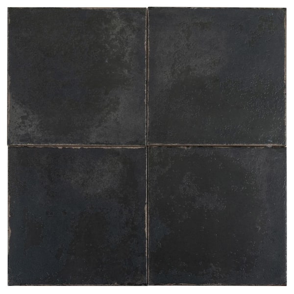 Faenza 8 in. x 8 in. Matte Black Porcelain Square Tile (6.46 sq ft/case)-15 Pack