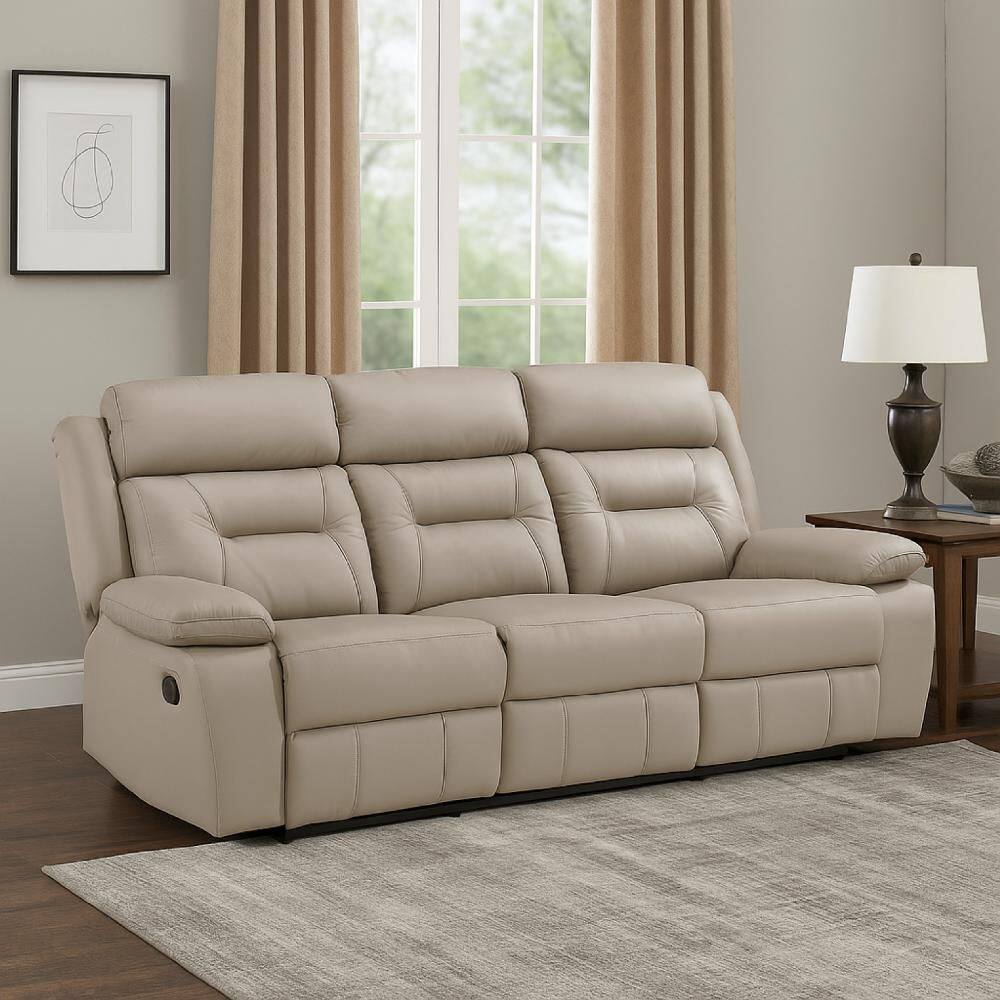 Benjara 87 in. Pillow Top Arms Faux Leather Rectangle with Double