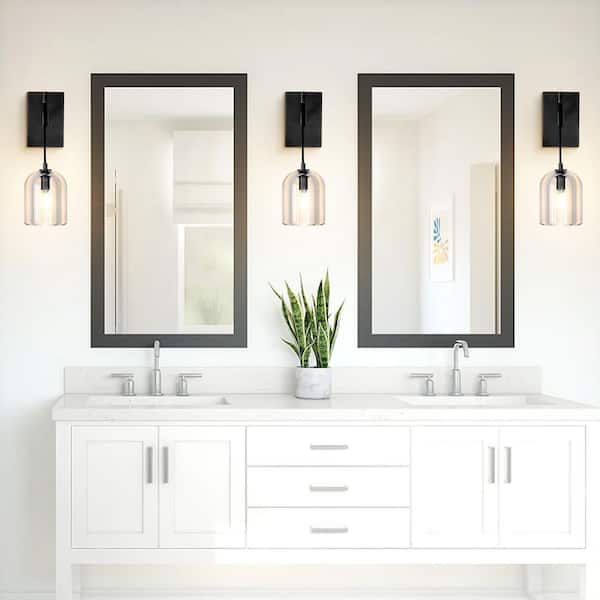 5.1in W 16.5 in. H 1-Light Black Modern Crystal Wall Sconce, Indoor Hemisphere Wall Lighting with Clear Crystal Shade